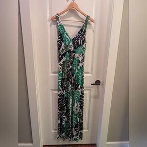 Banana Republic Green and Black Leaf Dress